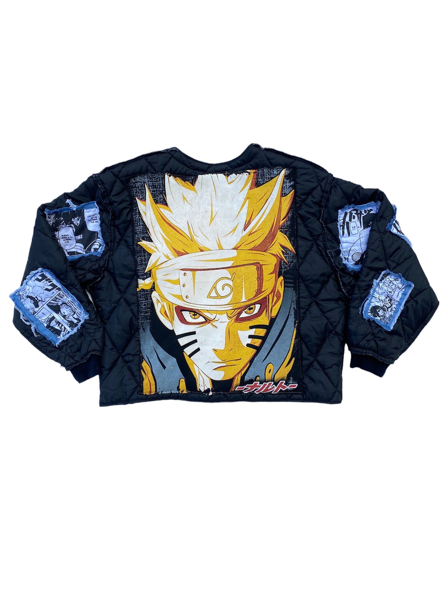 naruto denim puffer liner jacket