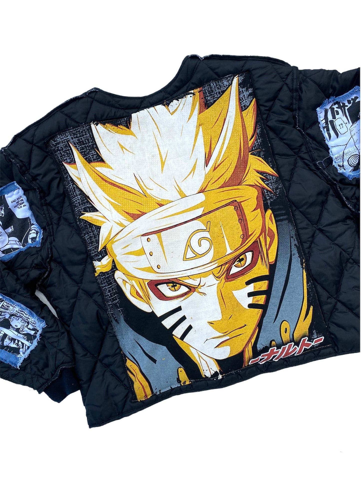 naruto denim puffer liner jacket