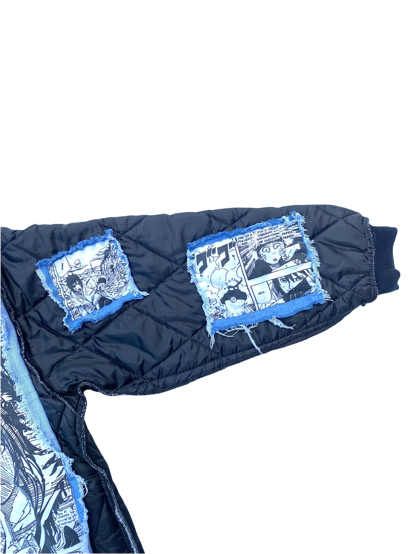 naruto denim puffer liner jacket