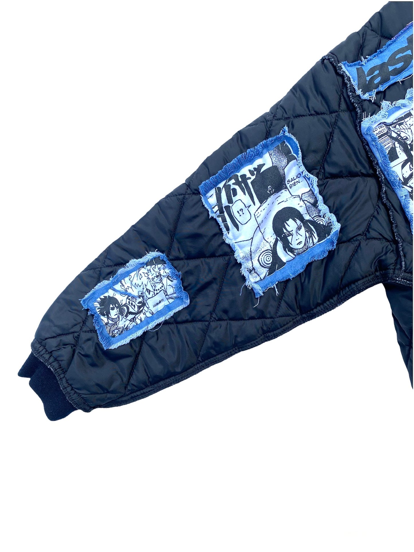 naruto denim puffer liner jacket