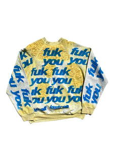 vtg fuk you yellow sweater