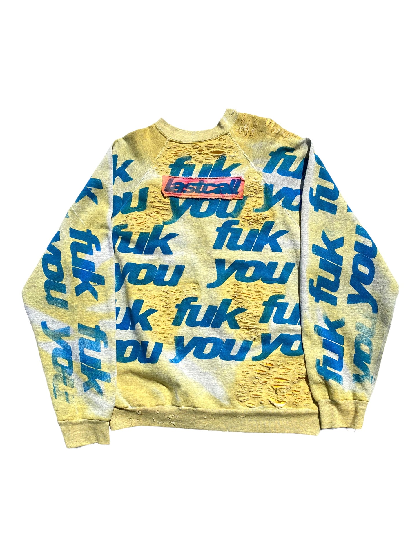 vtg fuk you yellow sweater