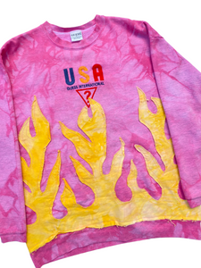 vtg pink guess flame sweater