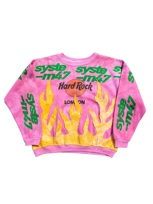 vtg hardrock dyed pink flame sweater