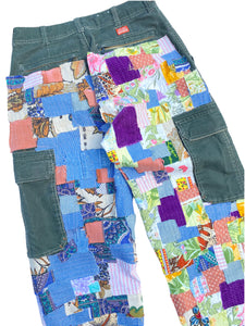 all over floral patch cargo pants
