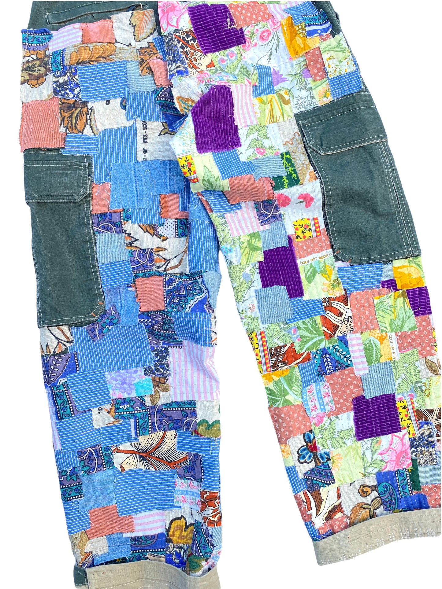 all over floral patch cargo pants