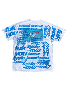 all over screen printed tee