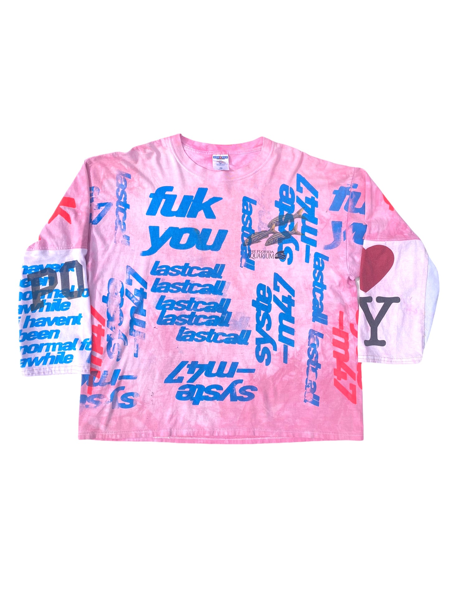 all over screen printed pink longsleeve shirt