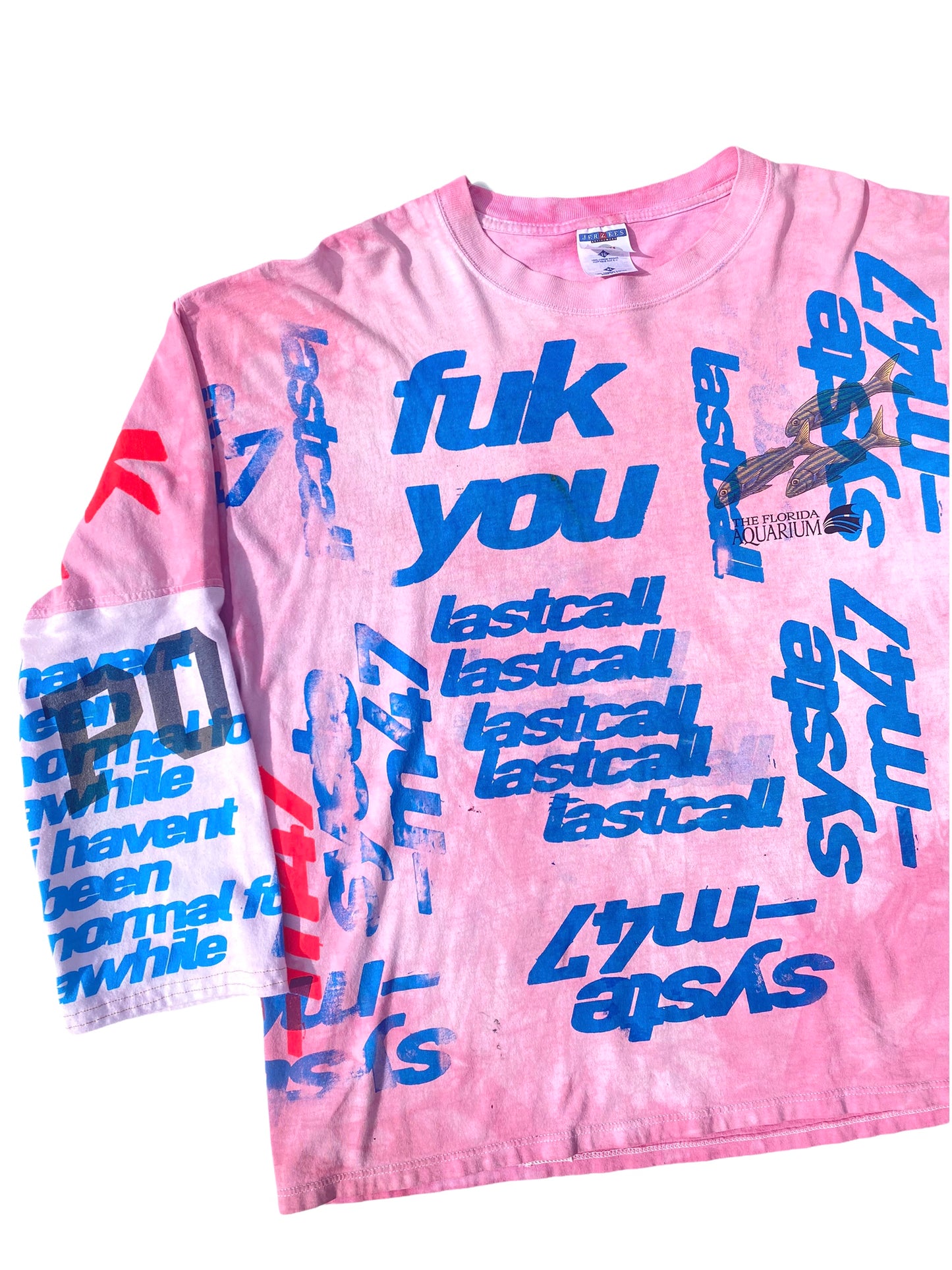 all over screen printed pink longsleeve shirt