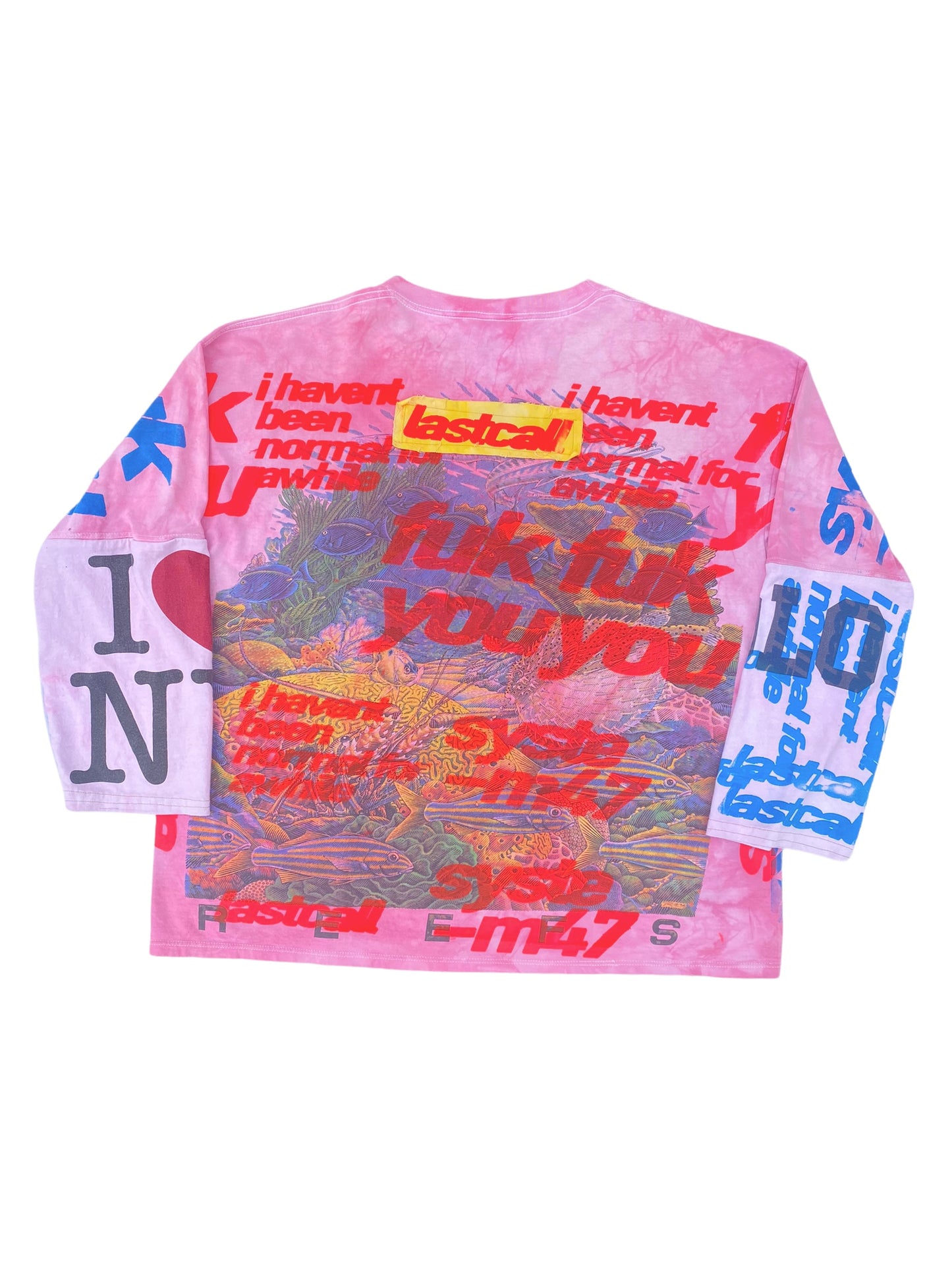 all over screen printed pink longsleeve shirt