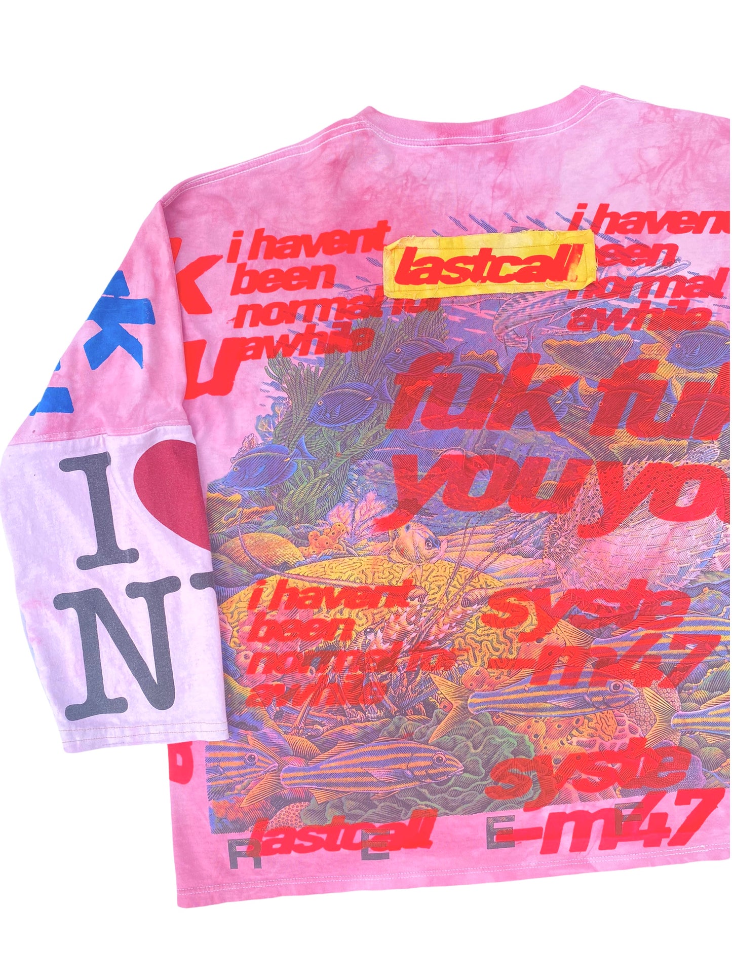 all over screen printed pink longsleeve shirt