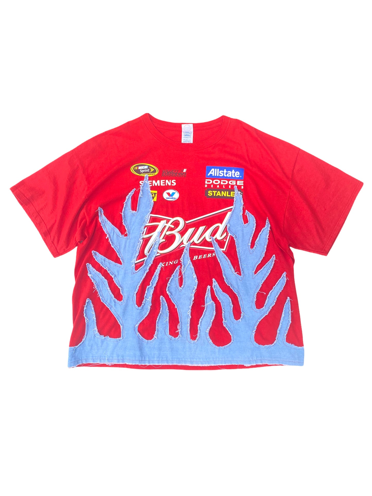 budlight denim flame shirt