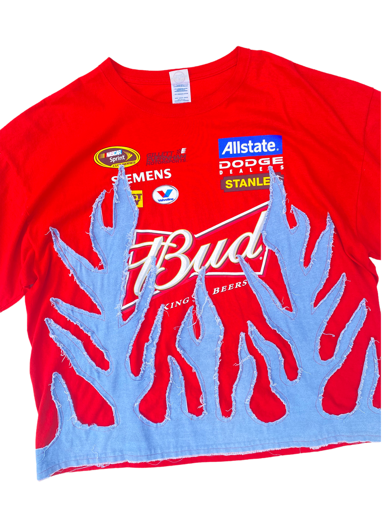 budlight denim flame shirt