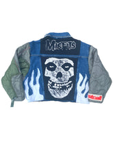 Load image into Gallery viewer, denim puffer flame jacket
