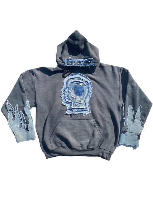 sun faded deni head hoodie