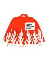 Load image into Gallery viewer, fire resistant orange flame button shirt