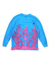 Load image into Gallery viewer, dyed blue dickies longsleeve flame shirt