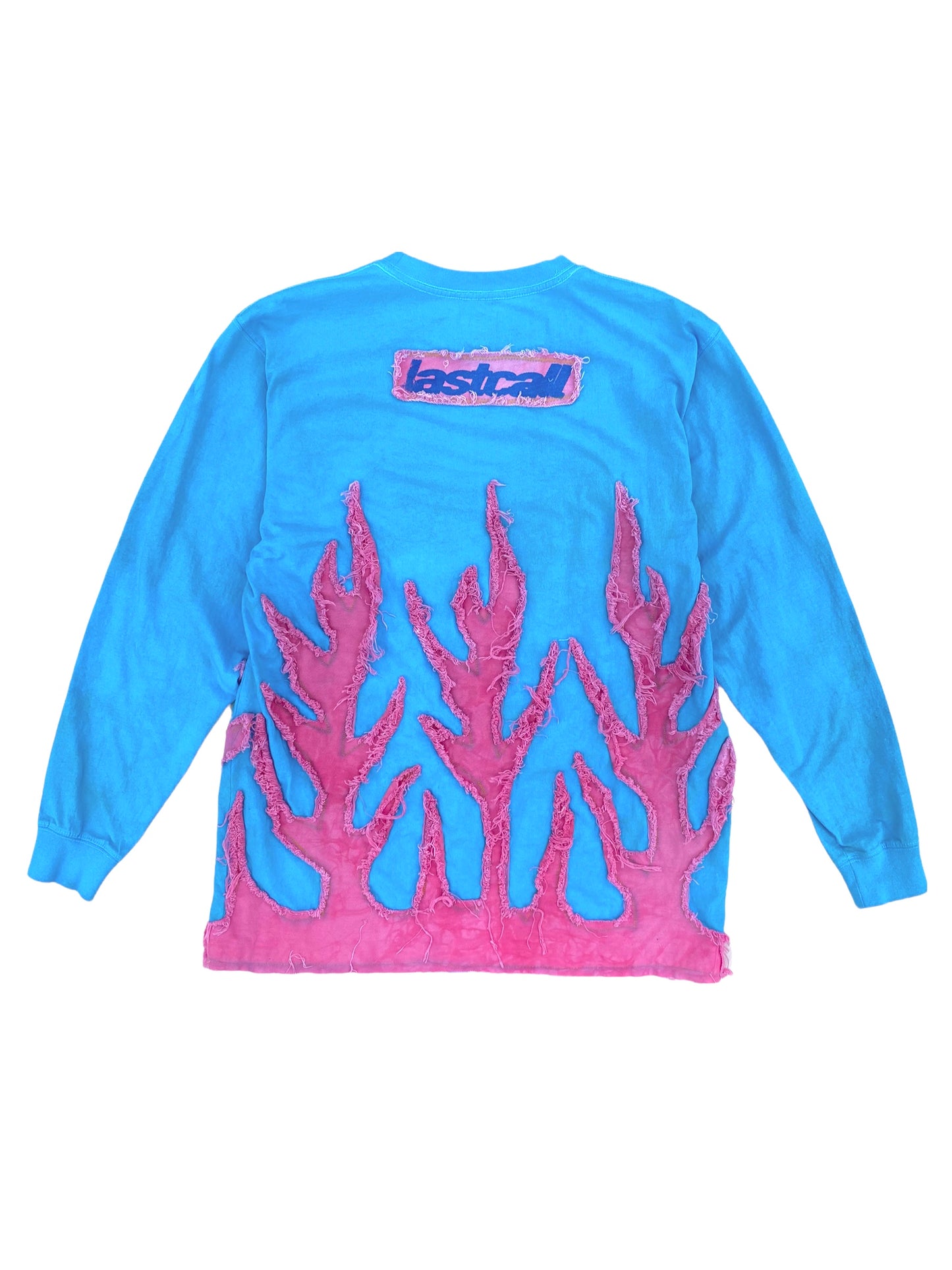 dyed blue dickies longsleeve flame shirt