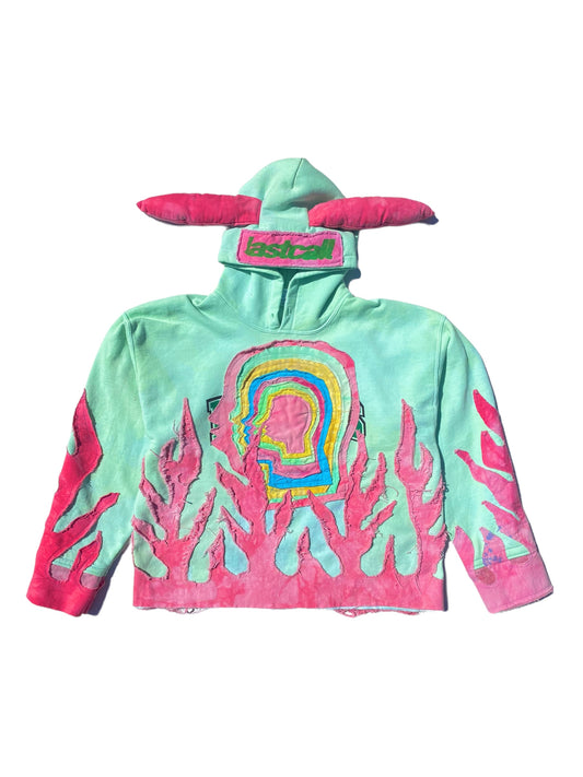 big head flame hoodie