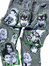 Load image into Gallery viewer, Naruto patched up levi jeans (green)