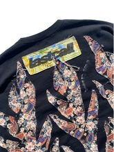 Load image into Gallery viewer, black paint splatter vintage floral flame sweatshirt