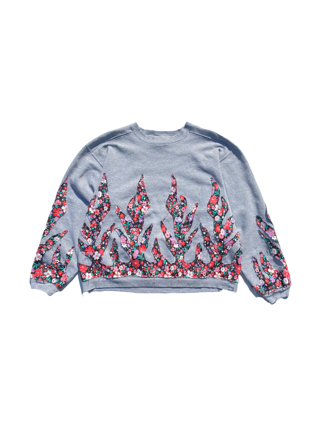 Grey vintage floral flame sweatshirt