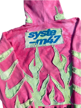 Load image into Gallery viewer, vtg pink nike green flame hoodie