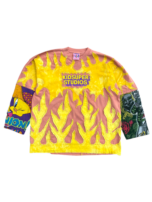 kid super longsleeve flame tee