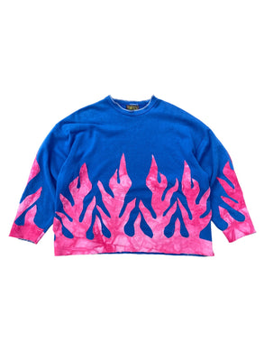 blue pink flame sweater