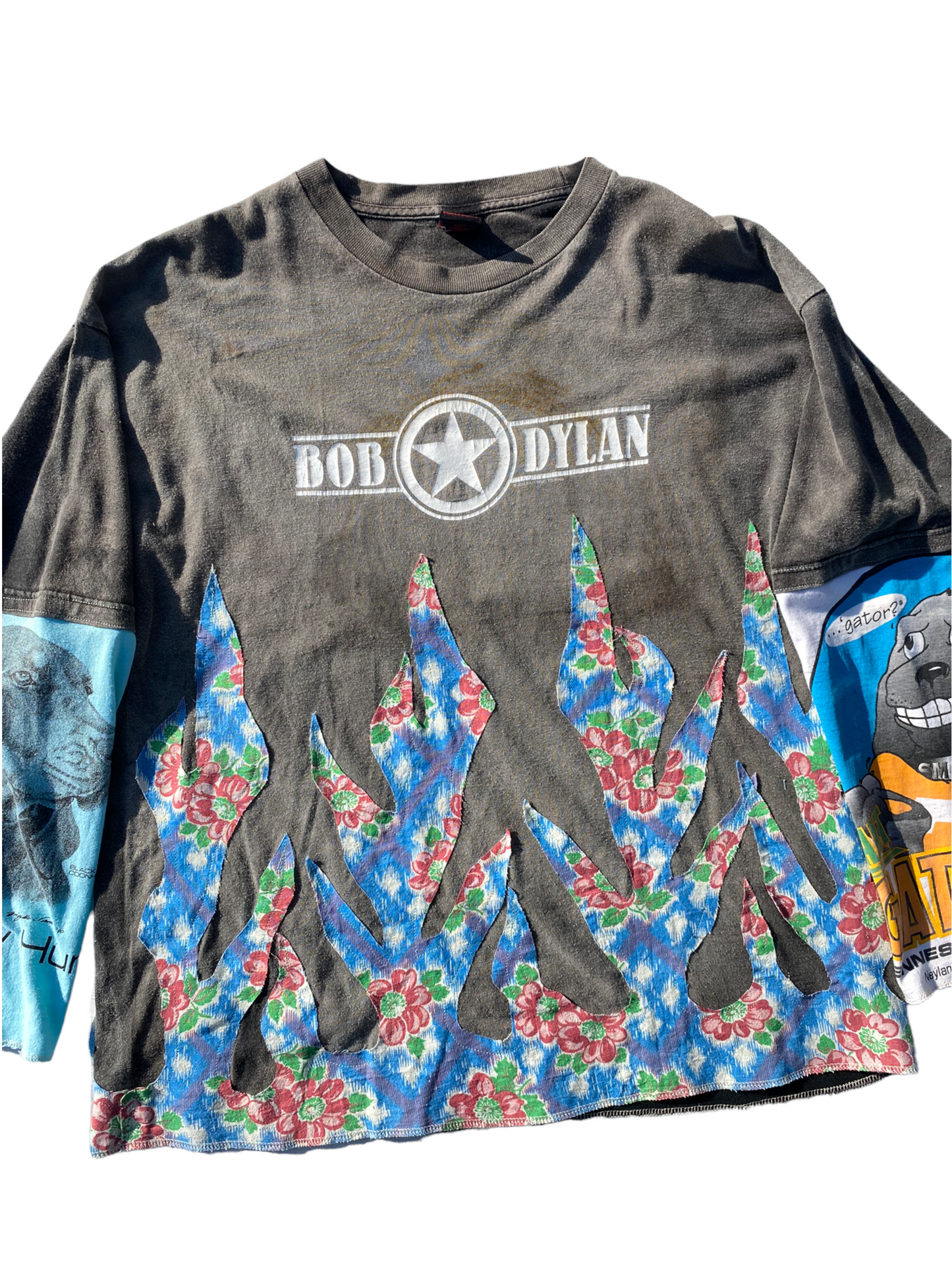 sunfaded bob dylan floral flame tee