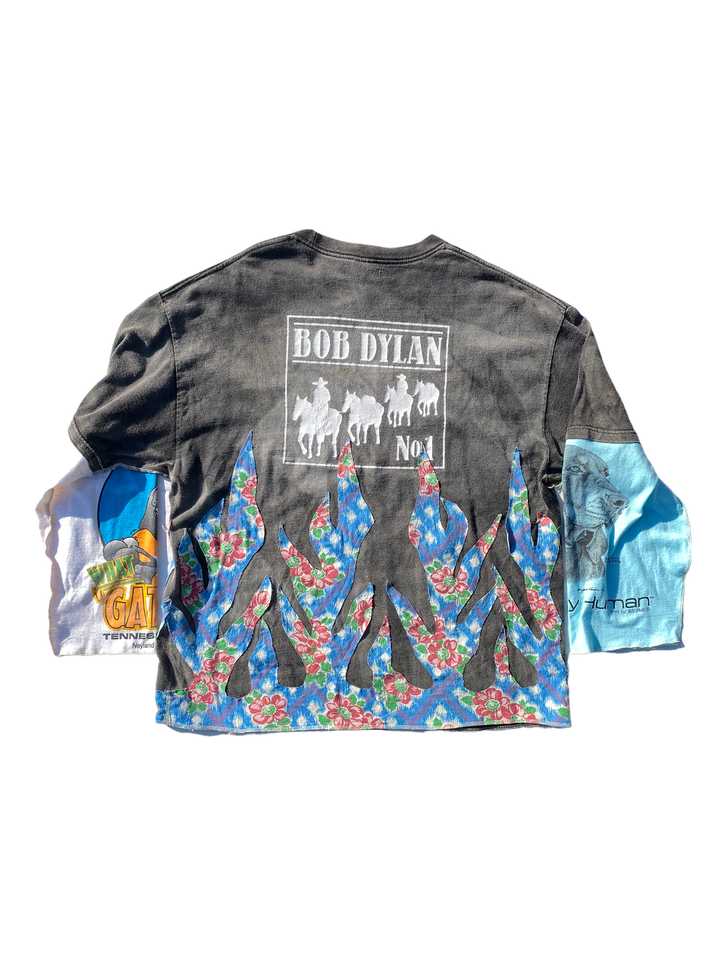 sunfaded bob dylan floral flame tee