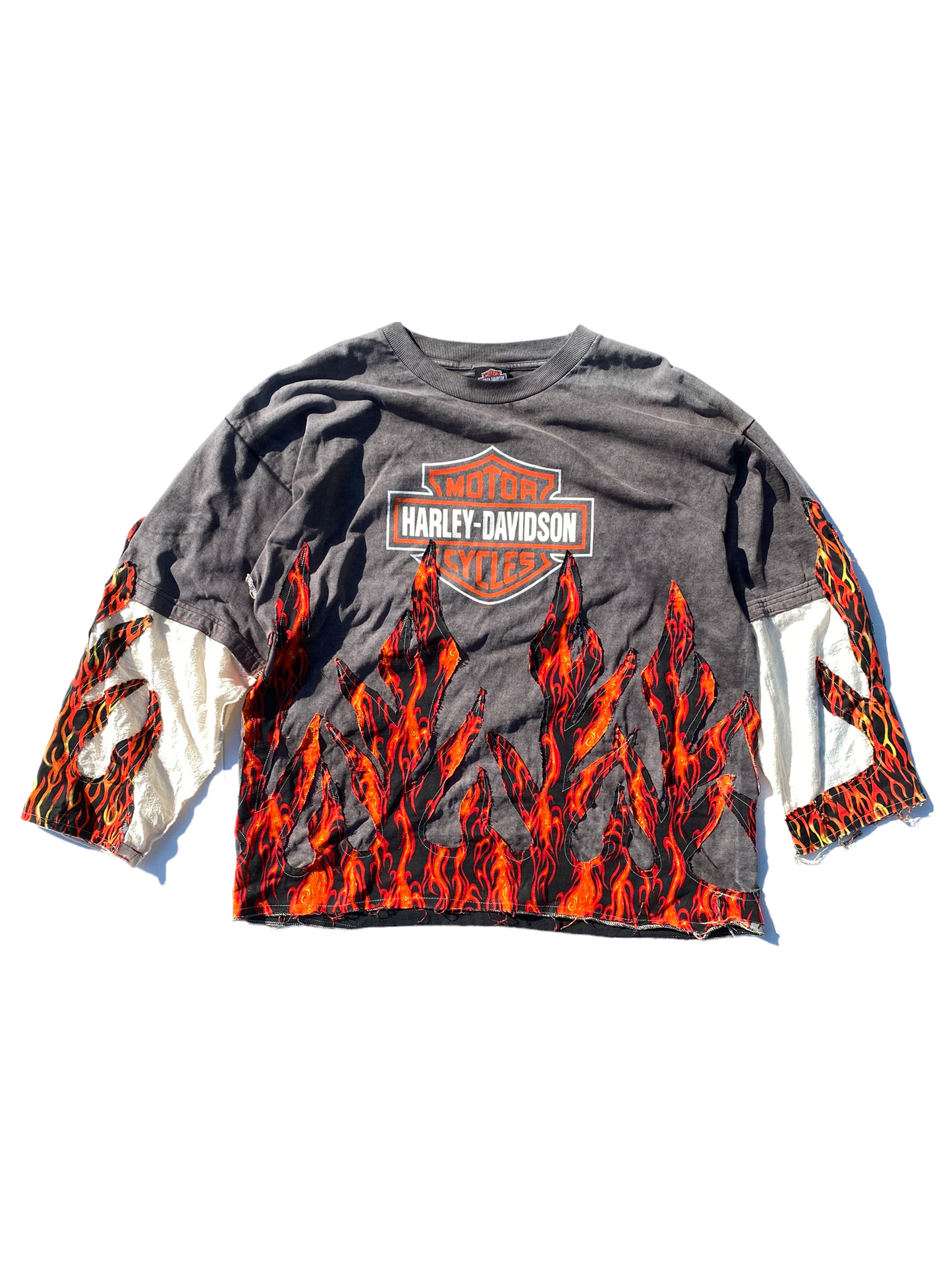 sunfaded harley davidson flame tee