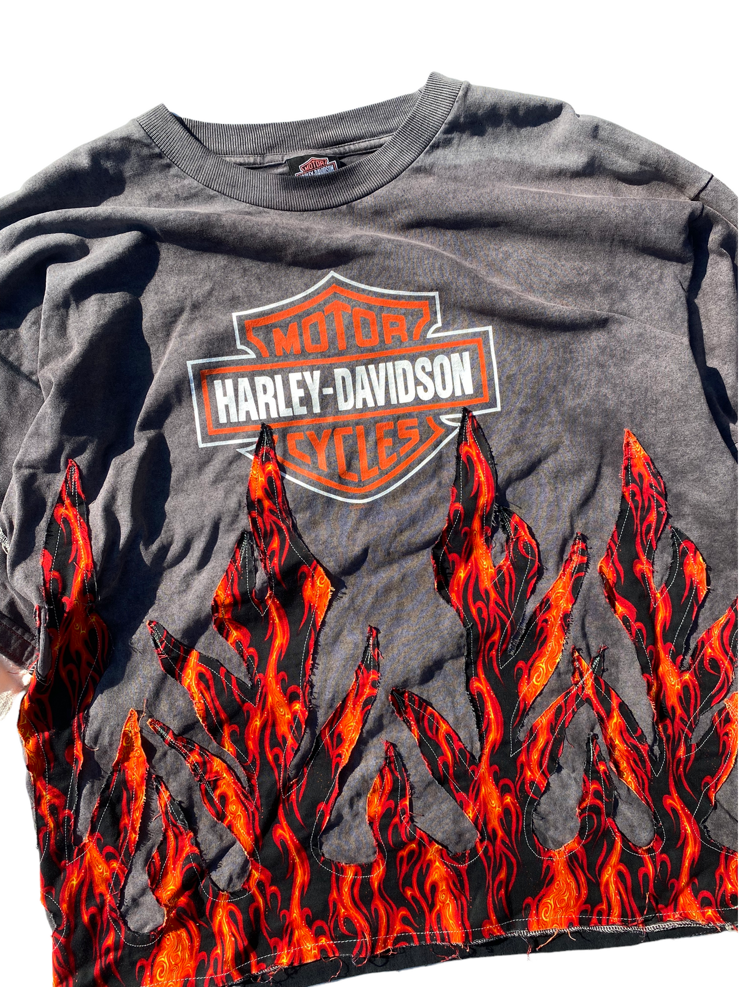 sunfaded harley davidson flame tee