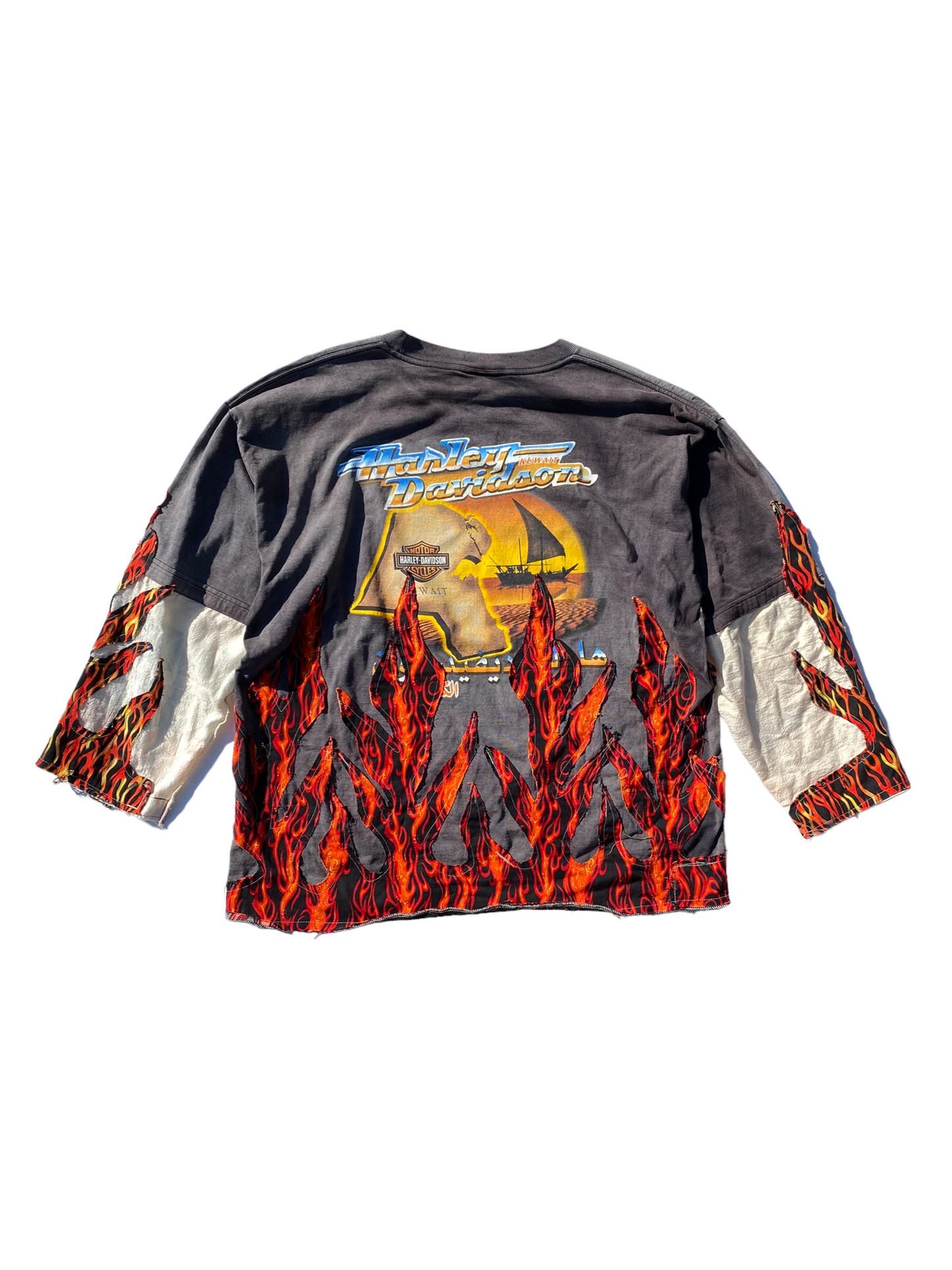 sunfaded harley davidson flame tee