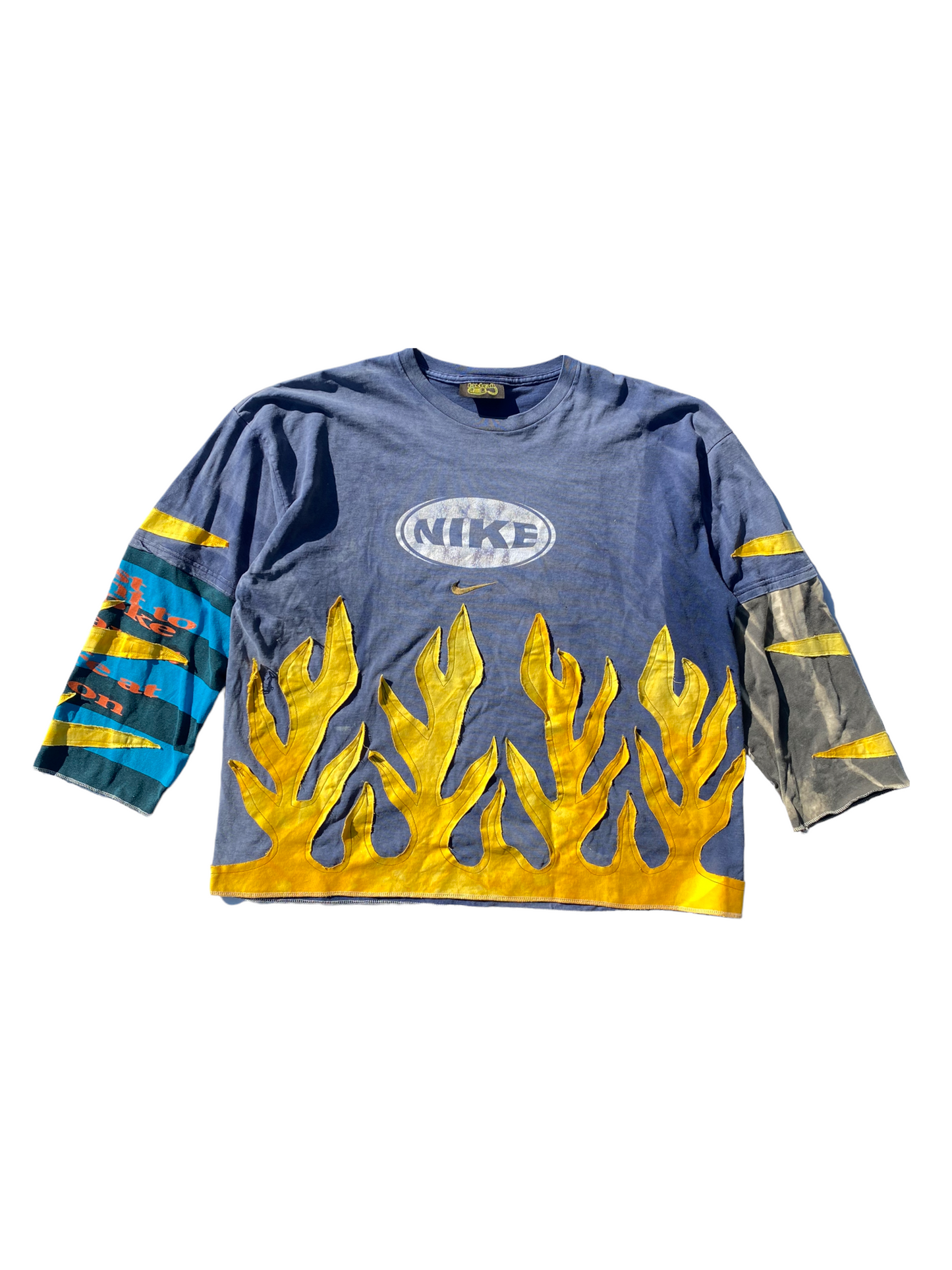 sunfaded yellow nike flame tee