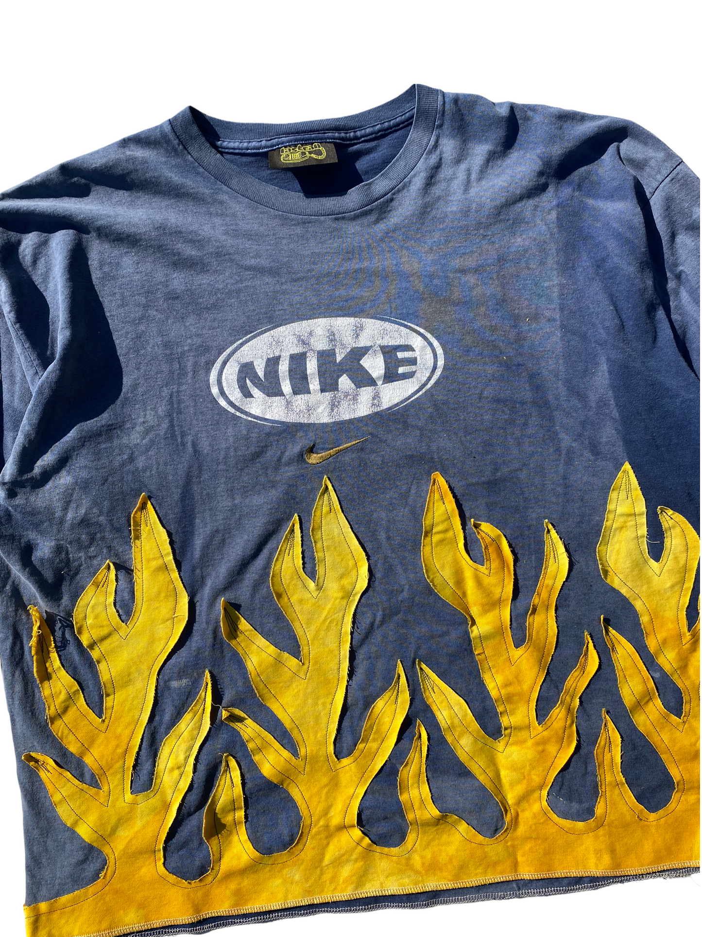 sunfaded yellow nike flame tee