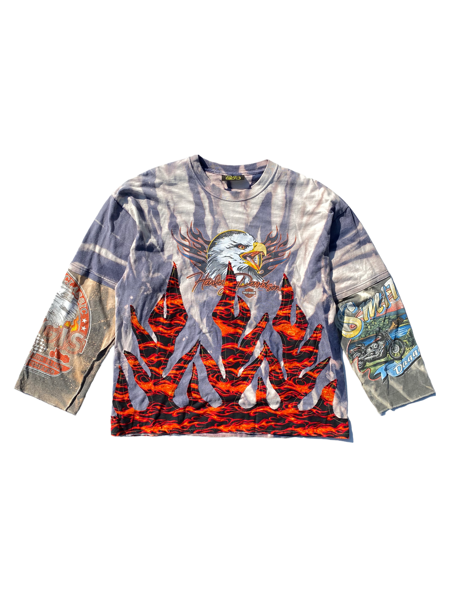 sunfaded harley davidson eagle flame tee