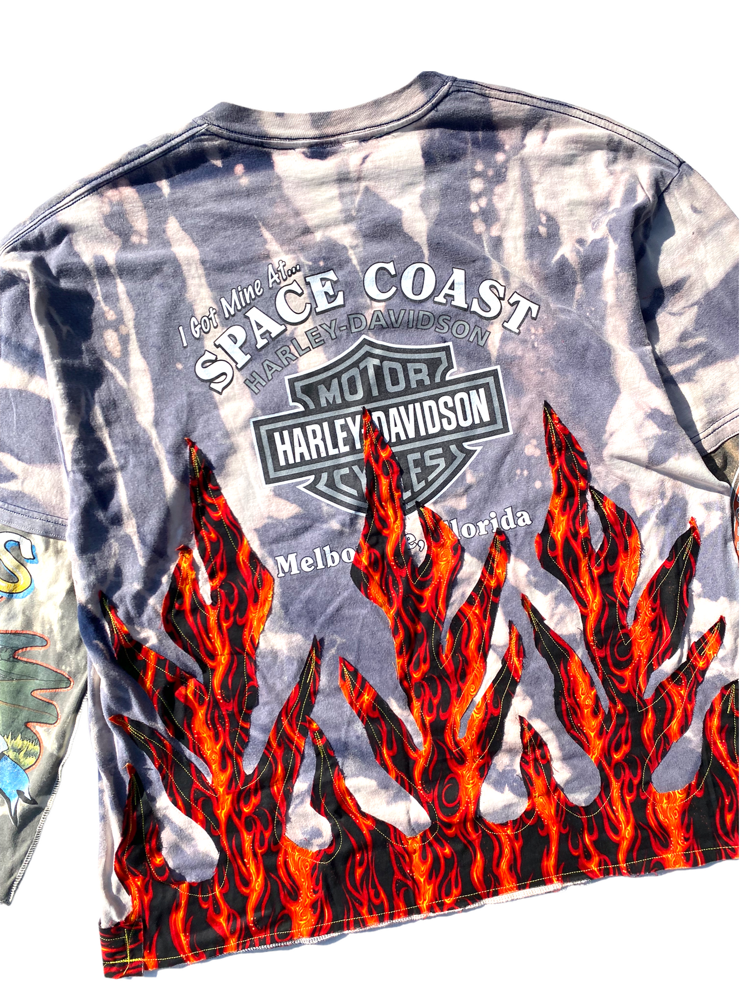 sunfaded harley davidson eagle flame tee