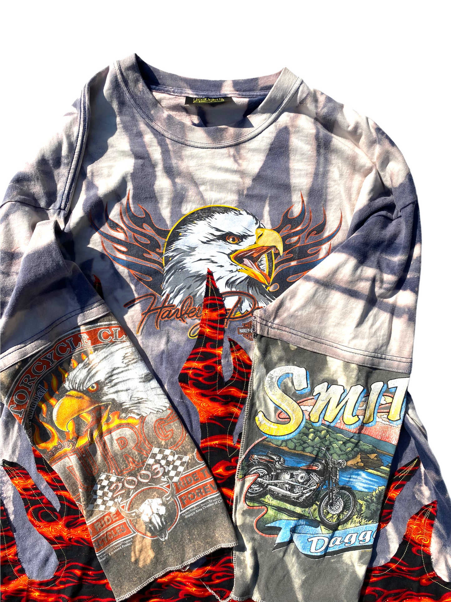 sunfaded harley davidson eagle flame tee