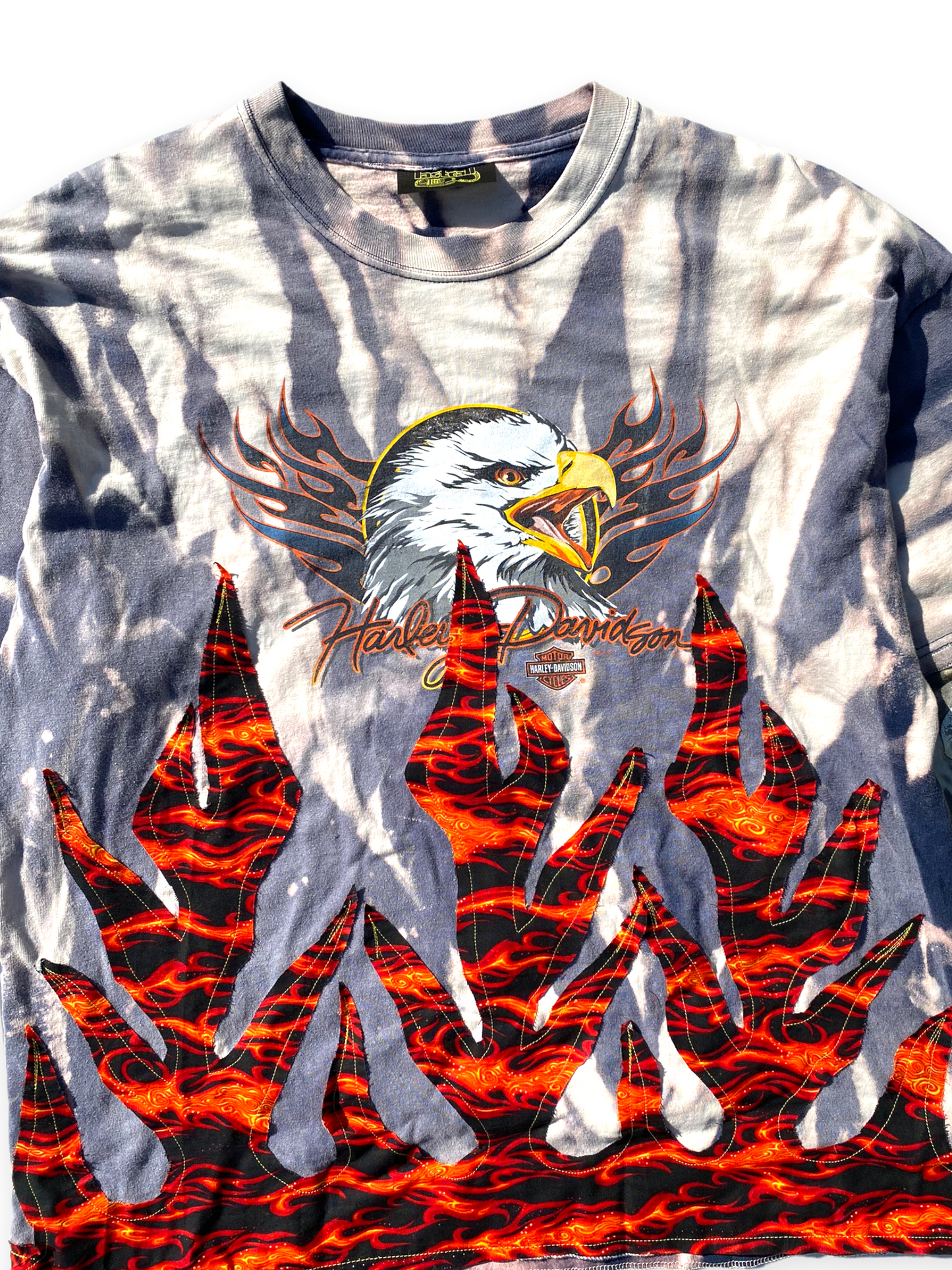 sunfaded harley davidson eagle flame tee