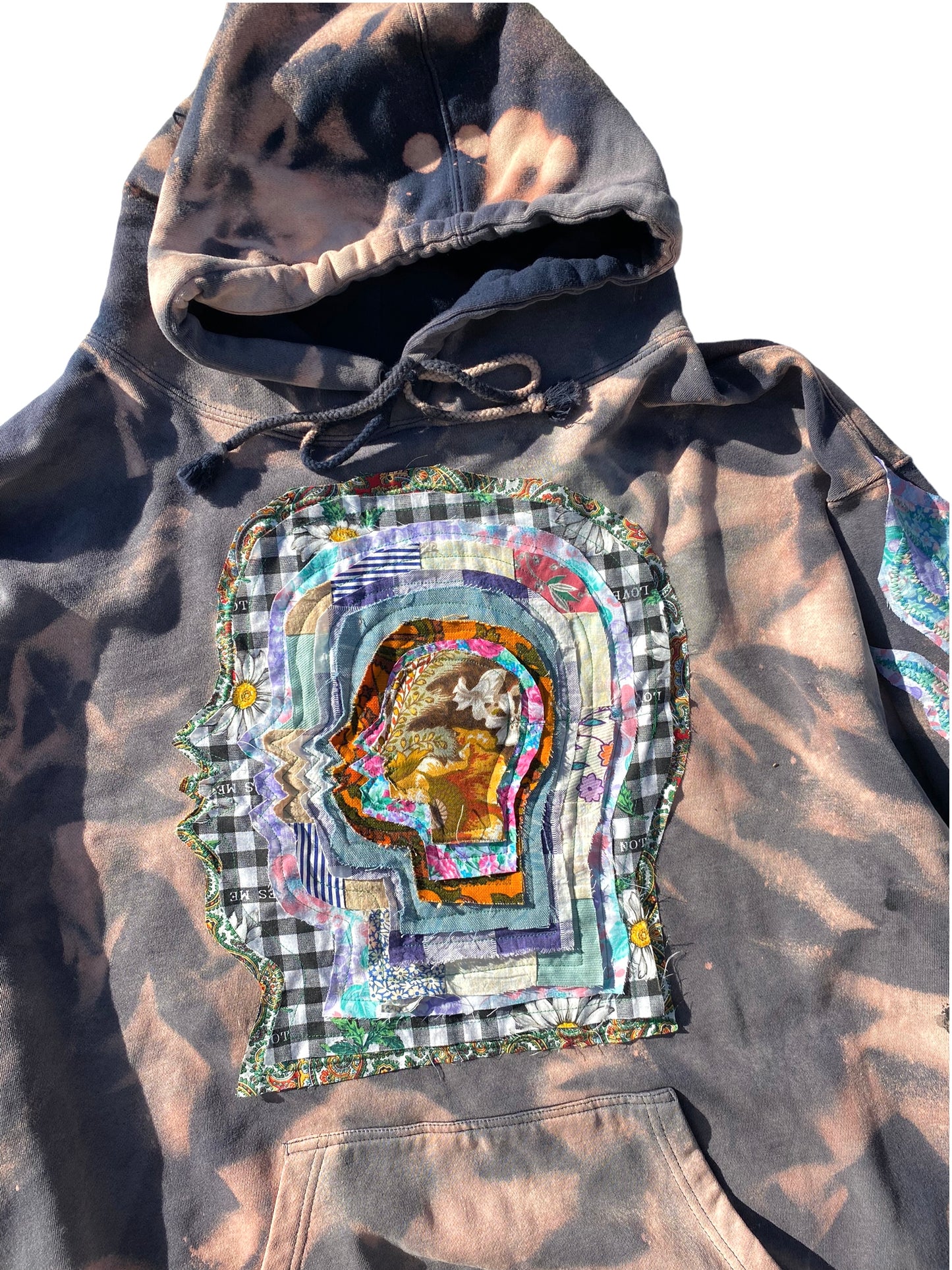 bleach dyed head hoodie