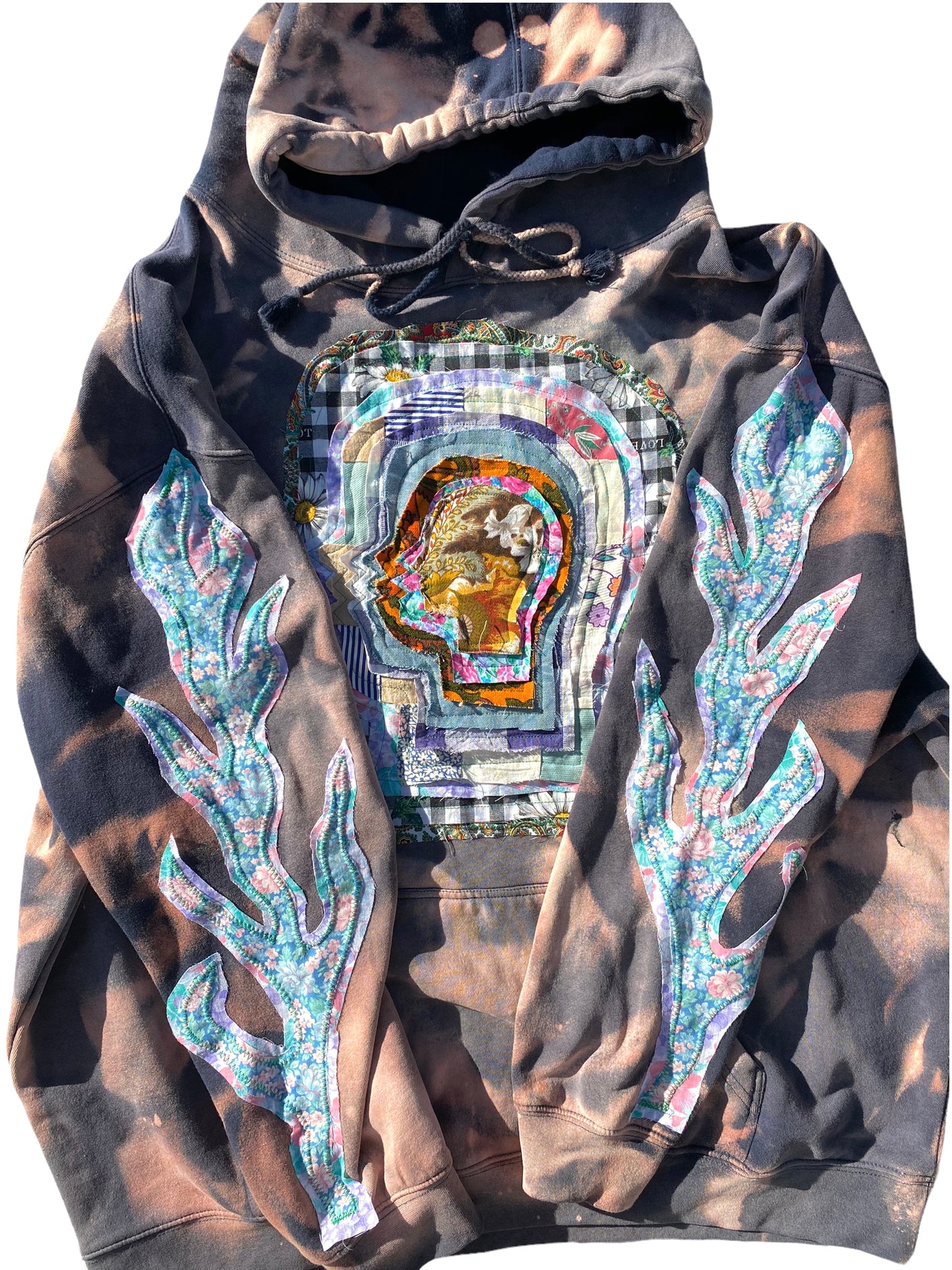 bleach dyed head hoodie