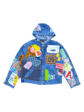 Load image into Gallery viewer, patched up denim hoodie