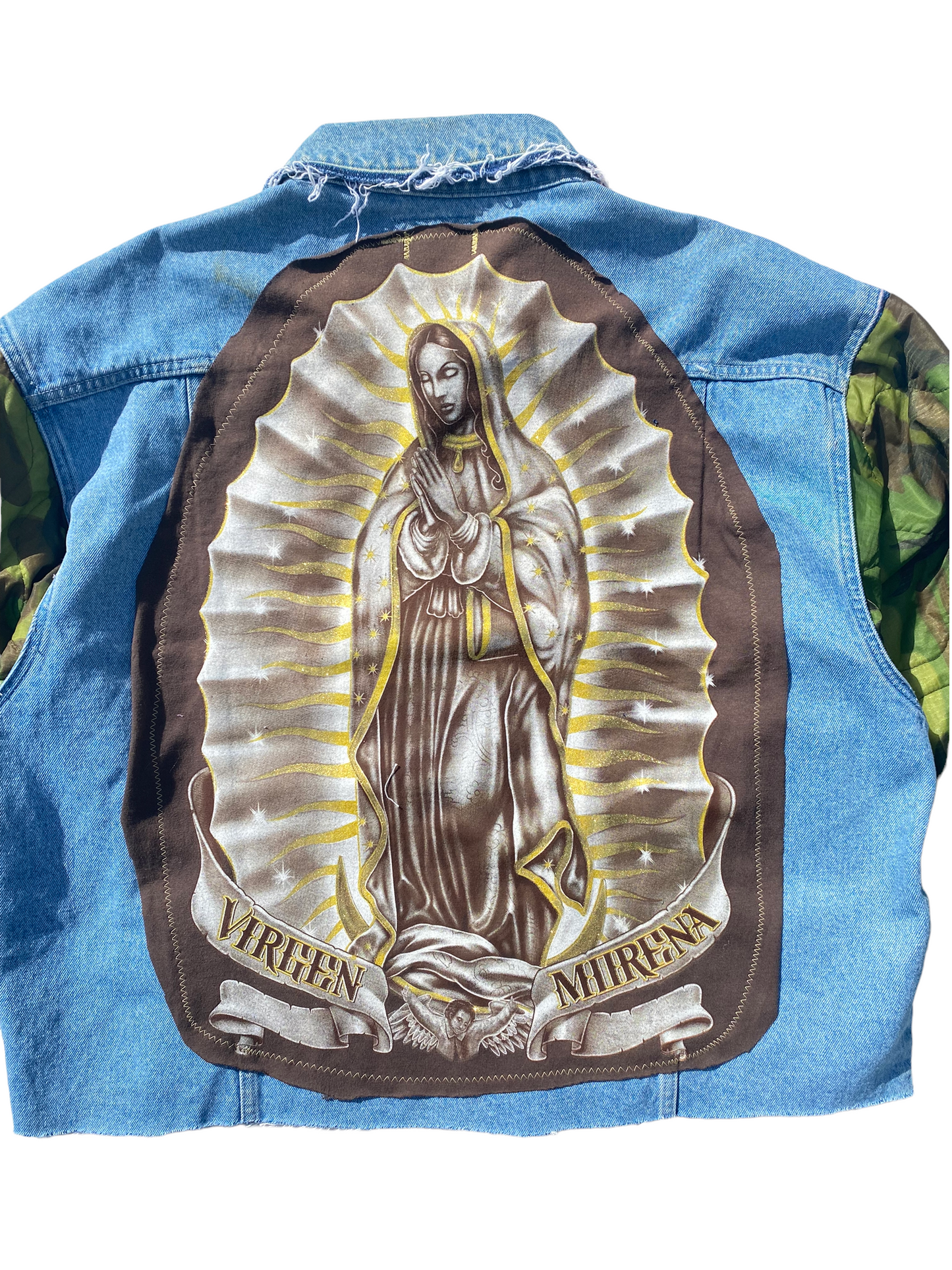 denim virgin Mary jacket