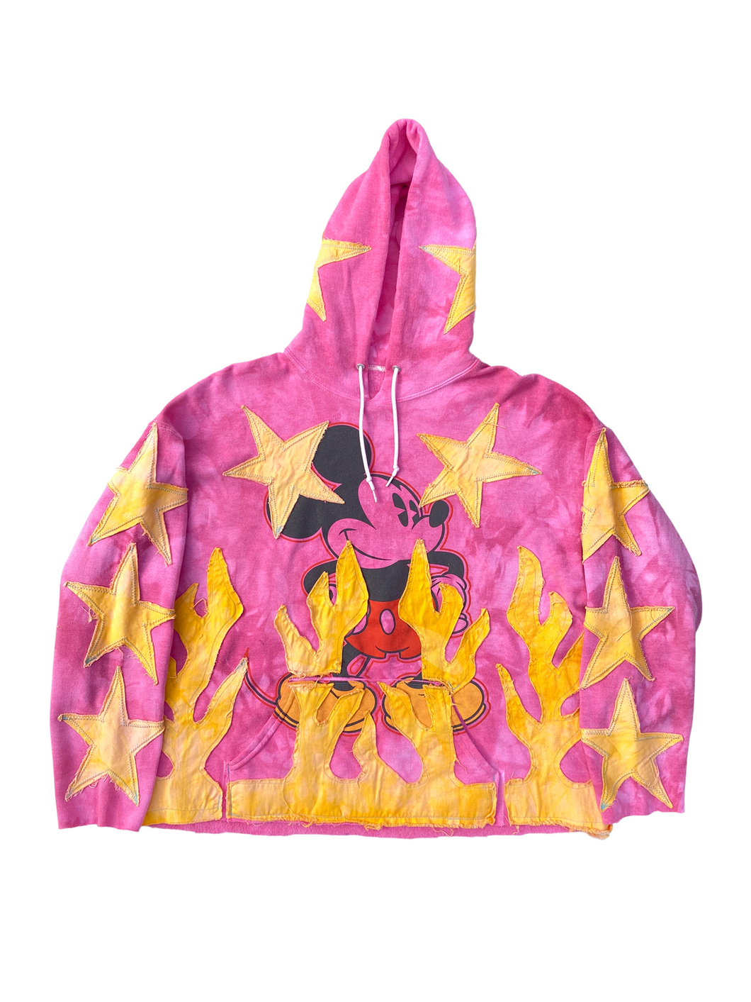pink micky star flame hoodie