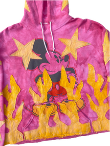 pink micky star flame hoodie