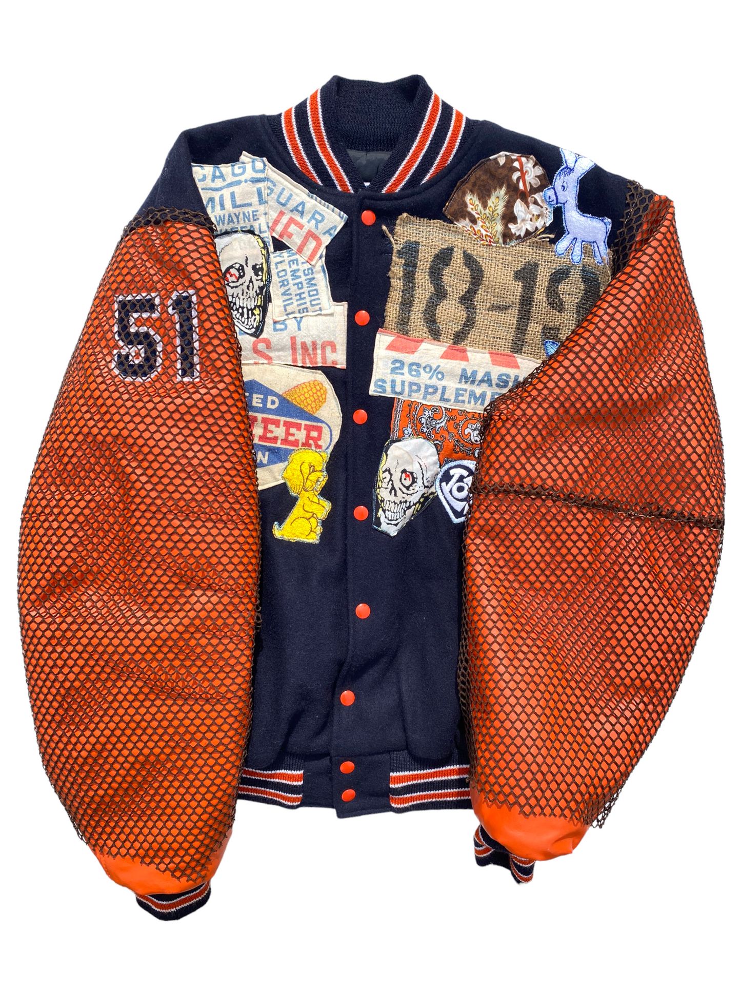 patched up lettermen jacket