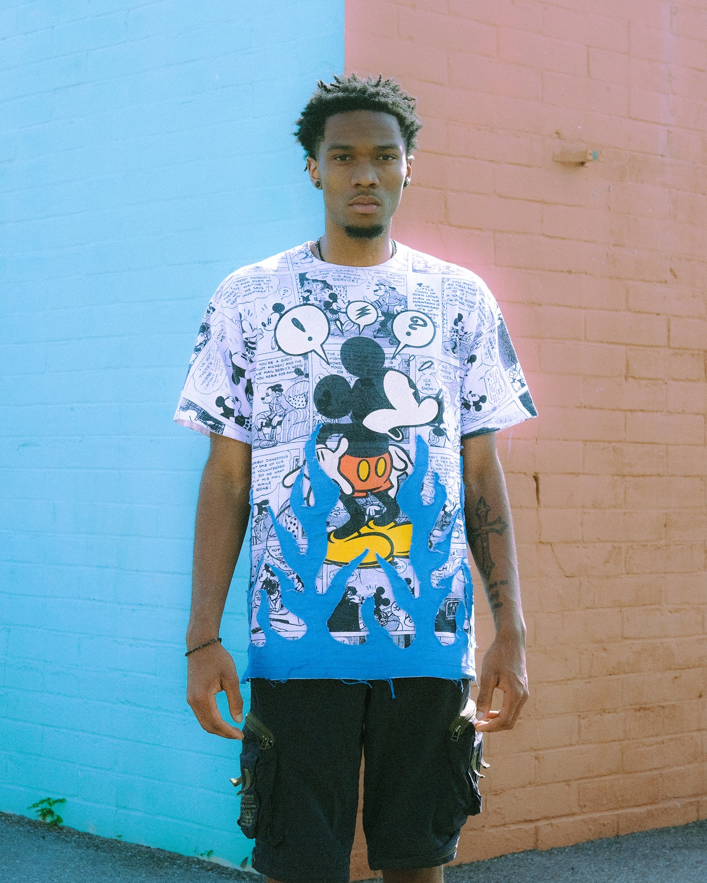 MICKEY MOUSE DENIM FLAME SHIRT