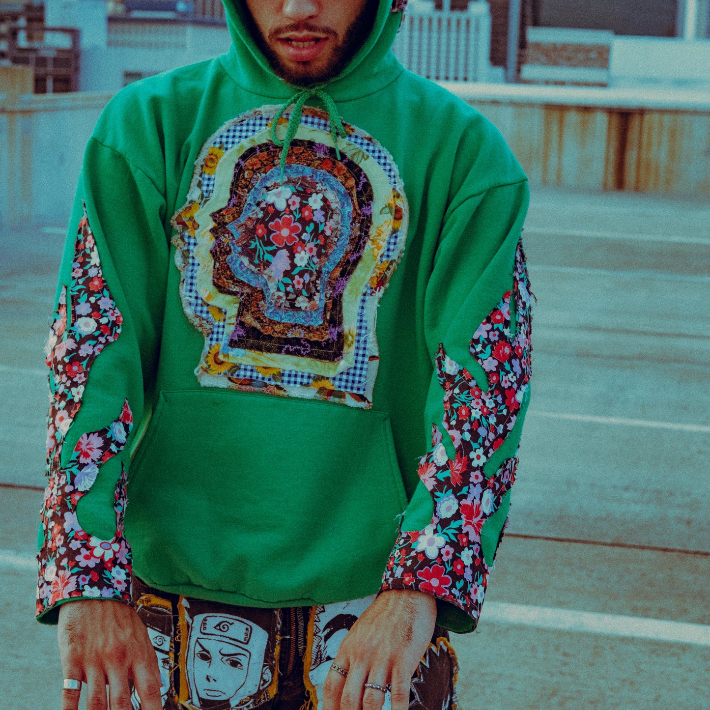 green head flame hoodie