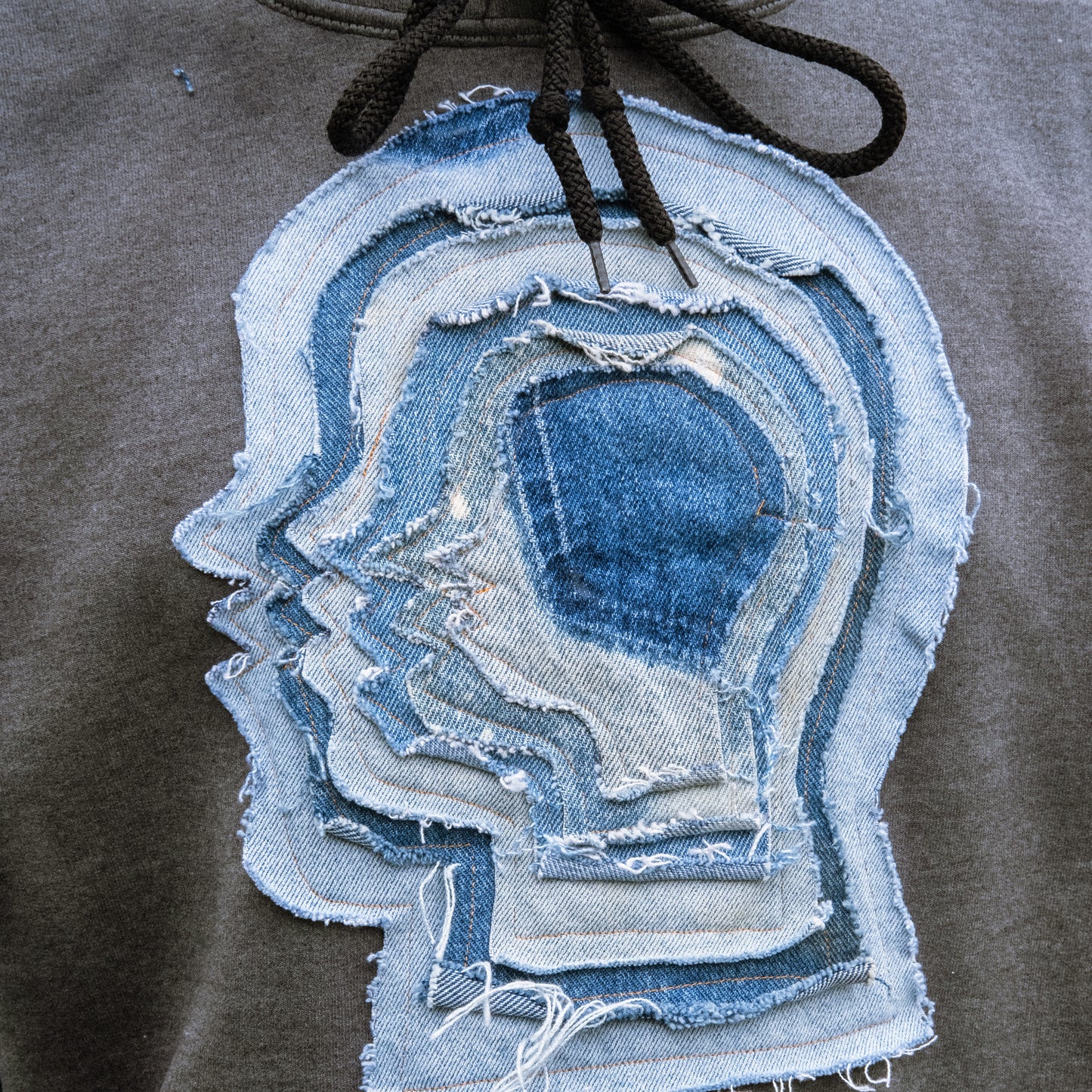 sun faded deni head hoodie